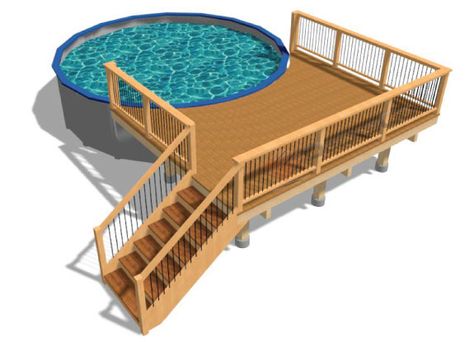 Pool Deck With Pergola, Free Deck Plans, Round Above Ground Pool, Pvc Pool, Pool Decking, Deck Plan, Decking Ideas, Pool Deck Plans, Rectangle Pool