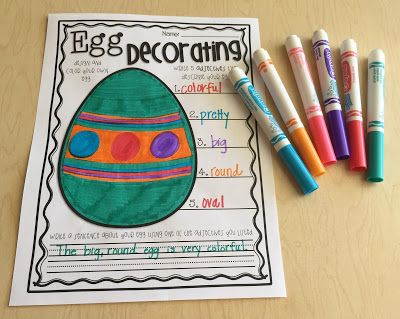 Decorate and describe your egg with adjectivies! Egg Activities, Egg Names, Easter Classroom, Easter School, Writing Craftivity, Teaching Esl, Fun Educational Activities, School Info, Plastic Eggs