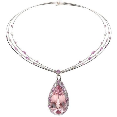 Exceptional Pear Shape Morganite Diamond Pink Sapphire Platinum... ($49,500) ❤ liked on Polyvore featuring jewelry, pendants, necklaces, diamond jewelry, pendant jewelry, platinum diamond pendant, platinum jewelry and charm pendants Pink Diamond Necklace, Pink Sapphire Jewelry, Platinum Pendant, Pink Sapphire Pendant, Drop Necklaces, Pink Pendant, The Bling Ring, Pearl Drop Necklace, Morganite Diamond