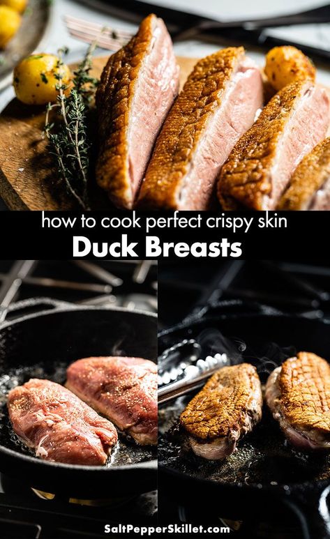 How to cook perfect Duck Breasts - The foolproof method for perfectly pan searing crispy skin duck breasts lies in the simple 80/20 rule. #duck #duckbreasts How To Cook Duck, Easy Lamb Recipes, Duck Food, Duck Breast Recipe, Duck Fat Fries, Healthy Chicken Casserole, Seared Duck, Homemade Meatloaf, Duck Breast