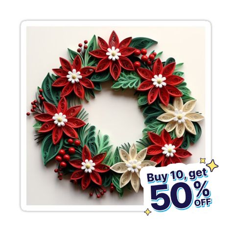 Decorate laptops, Hydro Flasks, cars and more with removable kiss-cut, vinyl decal stickers. Glossy, matte, and transparent options in various sizes. Super durable and water-resistant. Paper quilling Christmas holiday wreath Quilling Christmas Wreath, Paper Quill Christmas Ornaments, Paper Quilling Christmas Tree, Paper Quilling Christmas Cards, Christmas Quilling Ideas, Diy Quilling Christmas, Paper Quilling Christmas, Quilled Ornaments, Christmas Quilling