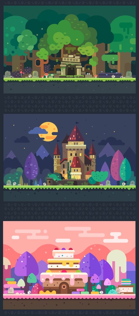 Set 2d Art Style, 2d Game Design, Secret Lab, Idle Game, Illustration Landscape, Vector Game, 2d Illustration, Graphisches Design, Arte 8 Bits