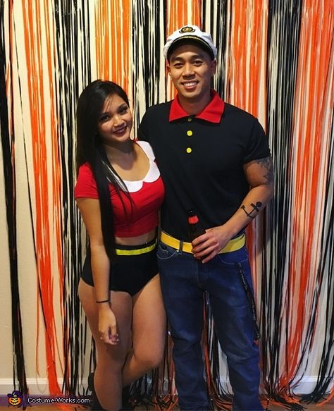 Popeye The Sailor Man Costume, Popeye And Olive Oil Costume Couple, Popeye And Olive Oil Costume, Olive Costume, College Couple Costumes, Olive Oyl Costume, Popeye Costume, College Couple, Popeye Olive