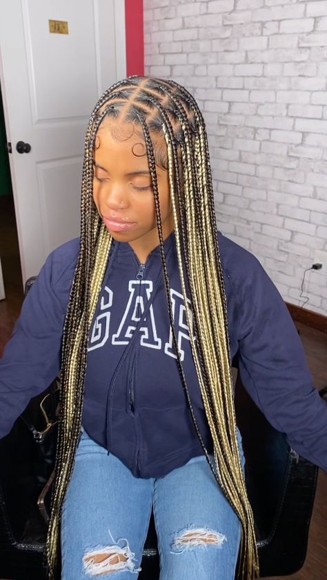 Color Combinations For Knotless Braids, Braided Hairstyles Mixed Colors, Medium Extended Knotless Braids, Colored Knot Less Braids, Colored Medium Knotless Braids, Knotless Medium Braids With Color, Knotless Braid Inspiration, Medium Knotless Box Braids Medium Length With Color, Black And Color Braids