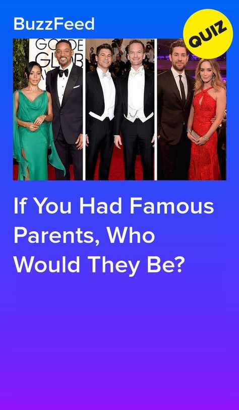 This Quiz Will Reveal Who Your Celebrity Parents Are #quiz #quizzes #buzzfeed #triviaquestionsandanswers #quizzesbuzzfeed #bestfriendquiz #bffquiz Who Are You Quizzes, Parent Quiz, Food Quizzes, Personality Quizzes Buzzfeed, Quizzes Funny, Family Quiz, Best Buzzfeed Quizzes, Boyfriend Quiz, Personality Game