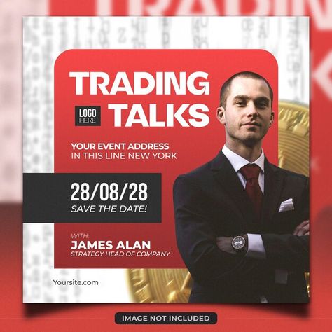 PSD trading talks finance event poster d... | Premium Psd #Freepik #psd Event Poster Design, Stationery Templates, Business Card Maker, Flyer Maker, Poster Maker, Presentation Template Free, Poster Invitation, Design Graphics, Event Poster