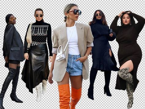 17 Thigh-High Boot Outfits We're Re-Creating | Who What Wear UK Leopard Print Boots Outfit, Print Boots Outfit, Thigh High Boots Outfits, Thigh High Boots Summer, Thigh High Boots Outfit, Silk Slip Skirt, Cutout Boots, High Boots Outfit, Skirts With Boots