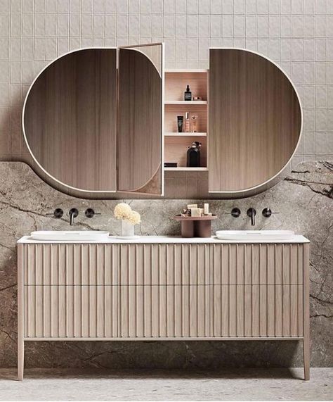 Zuster on Instagram: "As the name suggests, the Cloud collection is inspired by the soft curves, organic shapes and lightness of soft flowing clouds. Conceived by Zuster Design Director, Wilhelmina McCarroll, the collection is a culmination of five generations of handcrafted timber, celebrating Zuster’s expertise through its impressive level of refinement and bespoke detailing, through design and manufacturing innovation and expertise. Now available via @reecebathrooms. Get in touch with your Reece Bathroom, Bespoke Bathroom, Bathroom Vanity Designs, House Extension Design, Vanity Design, Timber Furniture, Bathroom Collections, Traditional Furniture, Wall Hung Vanity