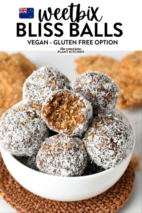 Weetbix Balls Healthy, Low Cholesterol Sweet Snacks, Healthy Weetbix Recipes, Biscuit Balls Recipe, Bliss Balls Recipe, Wheatbix Recipes, Kids Protein Snacks, Weetbix Breakfast, Healthy Savoury Snacks