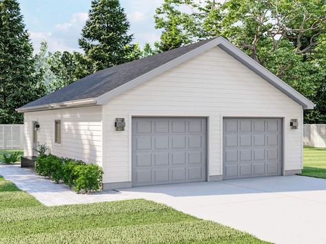 050G-0164: 2-Car Garage Plan with Boat Storage 24x30 Garage Plans, 2 Car Detached Garage Ideas, Outbuilding Ideas, Memphis House, Garage Building Plans, Detached Garage Designs, Side Garage, 2 Car Garage Plans, Garage Plans Detached