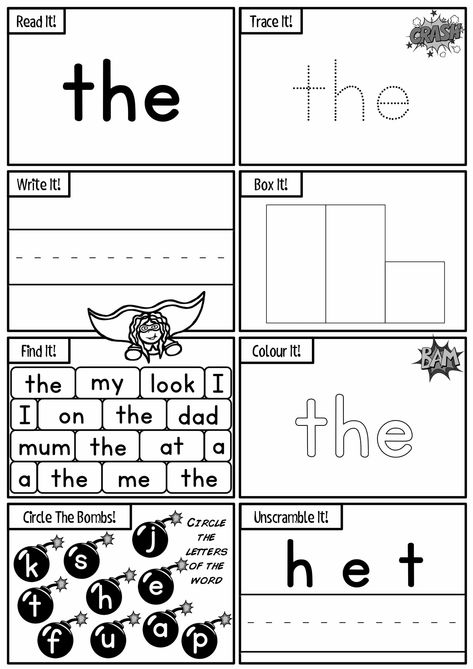 The Sight Word Activities, Is Sight Word Worksheet, Sight Words The Worksheets, Sight Word The Activities, Kindergarten High Frequency Words, Hfw Activities Kindergarten, High Frequency Words Worksheets, The Sight Word Worksheet, Sight Word The Worksheet Free