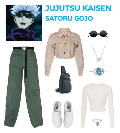 Anime Based Outfits, Gojo Style Outfit, Anime Style Clothes Inspired Outfits, Gojo Satoru Outfit Ideas, Gojo Satoru Casual Outfit, Gojo Outfit Ideas, Jujutsu Kaisen Inspired Outfits, Jujutsu Kaisen Outfit Ideas, Gojo Inspired Outfit