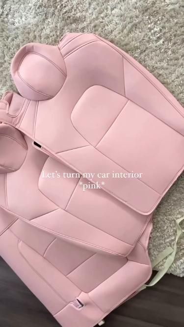 blush pink car interior Lexus Pink Interior, Girly Pink Car Interior, Pink Tesla Car Interior, Cute Car Interior Ideas Seat Covers, Pink Girly Car Accessories, White Car With Pink Interior, Interior Wrap Car, Girly Car Exterior, Girly Car Modifications