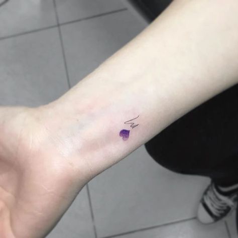 Purple Heart Tattoo, Someday Tattoo, Purple Heart Tattoos, Lgbt Tattoo, Little Heart Tattoos, Purple Tattoos, Lettering Tattoo, Small Flower Tattoos, Europe Germany