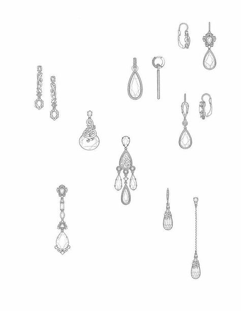 Simple Jewelry Drawing, Jewelry Sketch Design, Anime Accessories Jewelry, Earrings Sketch, Manga Earrings, Earrings Drawing, Manga Jewelry, Jewelry Logo Ideas, Jewelry Sketches