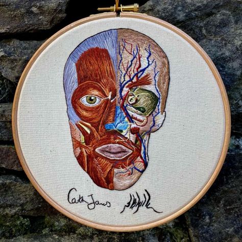 My Accurately-Embroidered Models Of Humans And Animals (New Pics) Diy Blood, Diy Embroidery Hoop Stand, Embroidery Hoop Art, Embroidery Kit, Satin Stitch, Blood Vessels, Hoop Art, Amazon Art, Diy Embroidery