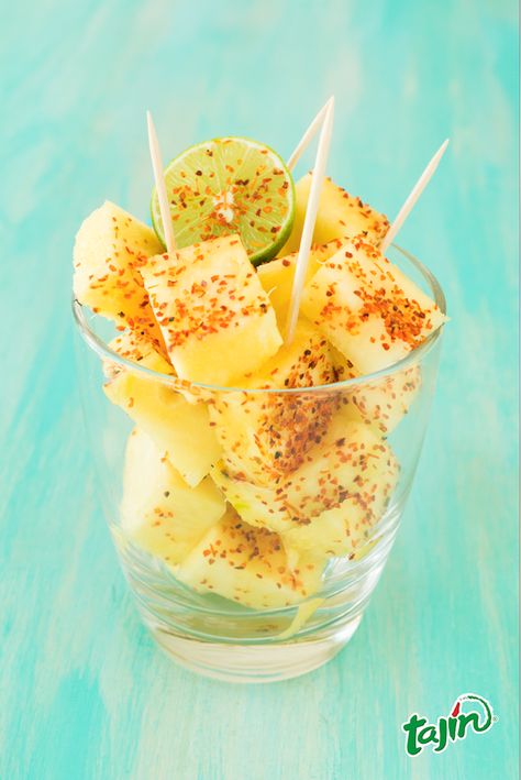 Pineapple with Tajín Pineapple And Tajin, Pineapple With Tajin, Tajin Seasoning, Grilled Pineapple Recipe, Tajin Recipes, Maple Chicken, Pineapple Recipe, Honey Drizzle, Potluck Ideas