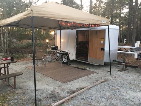 Wheelchair Camping, Enclosed Trailer Camper Conversion, Converted Camper, Stealth Camper Van, Trailer Camper Conversion, Camper Conversion Ideas, Hunting Trailer, Cargo Camper, Enclosed Trailer Camper