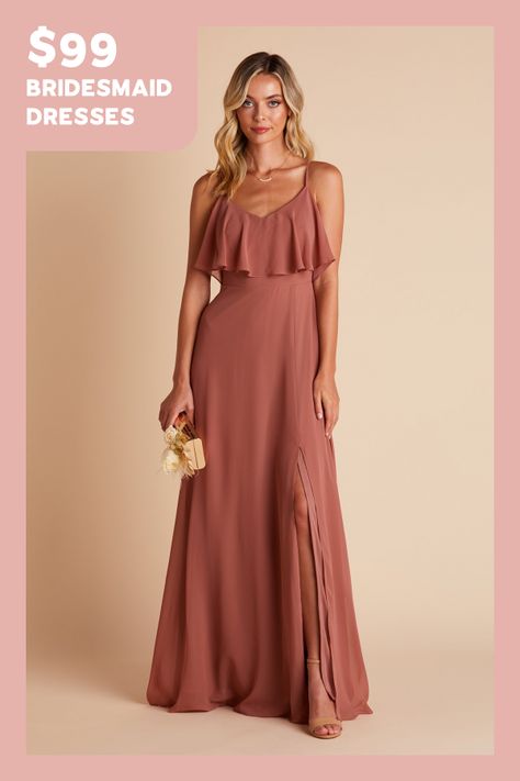 Youll be floating down the aisle with this floor-grazing chiffon bridesmaid dress that you can wear 3 different ways. Go for an off-the-shoulder look for something a little trendy that also gives you some arm coverage. Cant be bothered with sleeves? Tuck them under your arms for a flouncy effect that moves with you. For something a tad more modest, raise the sleeves up to your shoulders for a draped v-neck look. Desert Rose Bridesmaid, Sage Green Wedding Colors, Rose Bridesmaid Dress, Printed Bridesmaid Dresses, Chic Bridesmaid Dresses, Bridesmaid Dress Chiffon, Orange Bridesmaid, Orange Bridesmaid Dresses, Convertible Bridesmaid Dress