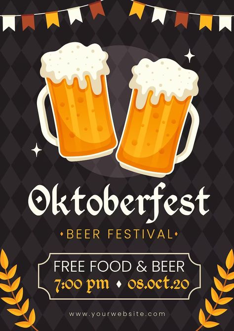 Oktoberfest Poster, Banners Template, Free Posters, Oktoberfest Beer, Free Poster, Beer Festival, Vector Hand, Poster Template, Free Food