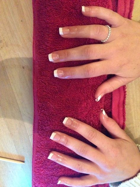 Thick White French Tip Nails Short, French Tip Solar Nails, Very Short French Tip Acrylic Nails, Short Solar Nails, Short Nurse Nails, Super Short French Tip Nails, 90s French Tip, French Tip Acrylic Nails Short, French Square Nails