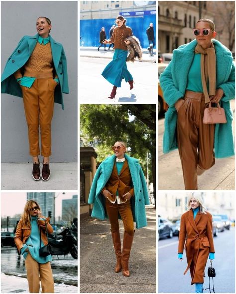 Colours That Go With Teal Clothes, Teal Monochromatic Outfit, Blue And Green Outfit, Contrast Outfit, Teal Outfits, Colour Blocking Fashion, Colour Combinations Fashion, Color Combos Outfit, Smart Casual Dress