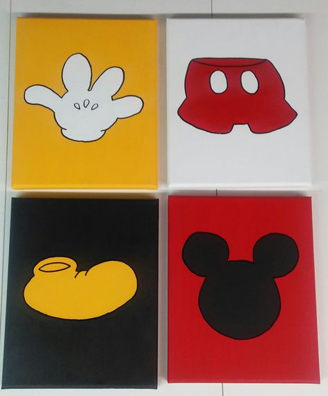 Easy Mickey Mouse Painting, Mickey Mouse Painting, Mouse Paint, Mickey Mouse Silhouette, Silhouette Canvas, Posca Art, Sip N Paint, Things To Do At Home, Mickey Y Minnie