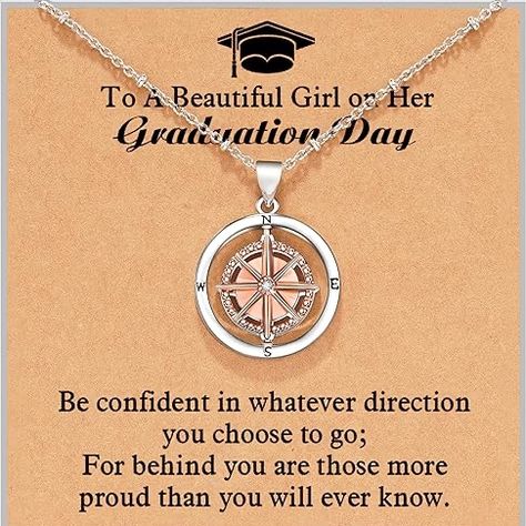 Shonyin Graduation Gifts for Her 2024 Rotate Compass Necklace for Women Girls, Sobriety Gifts for Students Granddaughter Daughter Best Friends Coworker Graduation Jewelry, Graduation Necklace, Compass Necklace, Graduation Gifts For Her, Daughter Gifts, Student Gifts, Compass, Graduation Gifts, Womens Necklaces