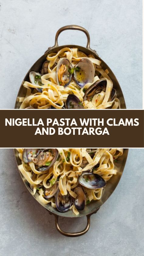 This delicious Pasta with Clams and Bottarga by Nigella Lawson is a luxurious, seafood-infused dish that’s perfect for a special treat. Fresh clams, rich bottarga, and a touch of white wine come together to create an elegant meal that’s simple to prepare yet full of flavor. This recipe is ideal for a single, indulgent serving. Clam Pasta Recipe, Pasta With Clams, Clams Recipe, Fresh Clams, Clam Pasta, Nigella Lawson Recipes, Clam Recipes, Delicious Pasta, Nigella Lawson