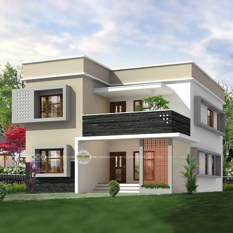 Simple modern house 2 Stories Modern House, Best Two Story House Plans, Front Elevation Of House Modern, House Front Design Balconies, Modern Small House Design Exterior, Modern House Design 4 Bedroom, 3 Bedroom House Plans Modern, Bungalow Design Architecture, Two Storey Modern House Design