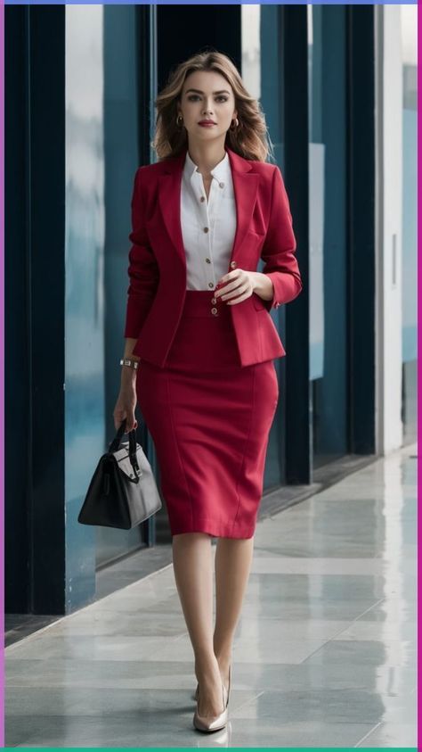 Trendy Office Outfits, Women Office Outfits, Cute Office Outfits, Office Attire Women, Business Attire Women, Stylish Work Attire, Patriotic Party, Office Outfits Women, Skirt Suit Set