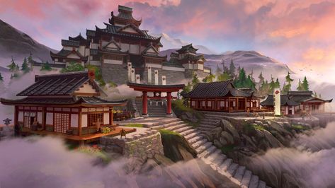 Asian Village Concept Art, Palace Concept Art, Children's Book Layout, Chinese Background, Cosmos Art, Ancient Chinese Architecture, Chinese New Year Greeting, Dreamy Artwork, Yangzhou