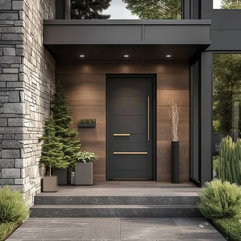 The Art of Modern Door Design for Your Main Entrance • 333+ Images • [ArtFacade] Door House Design, Front House Entrance, Modern Back Door Ideas, Modern Door Design Entrance, Doors Entry, Modern Exterior Entryway, Entrance Of House, Front Door Design Ideas, Front Door Of House