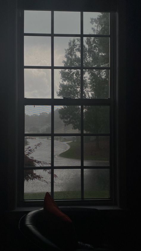 Rainy View From Window, Rainy Day Window View, Gloomy Window Aesthetic, Window With Rain, Rainy Astethic Wallpaper, Rain Window Photography, Rain Through Window, Window Rain Wallpaper, Stormy Weather Aesthetic Window