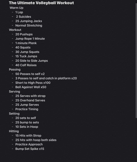 Volleyball Workouts For Ds, Excersises For Volleyball Players, Volleyball Drills For Tryouts, Volleyball Self Practice, Volleyball Tournament Morning Routine, Volleyball Pump Up Songs, How To Train For Volleyball Tryouts, Intense Volleyball Workout, Conditioning For Volleyball