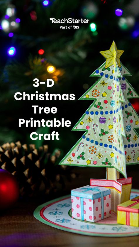 Geometry Christmas Tree, Paper Christmas Tree Template, Christmas Geometry, Printable Craft Templates, Classroom Christmas Decorations, Fun Holiday Crafts, Christmas Tree Printable, Tree Printable, Tree Template