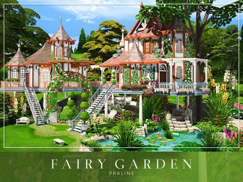 Pralinesims' Fairy Garden Sims 4 Houses Layout, Lotes The Sims 4, Small City Garden, Sims House Ideas, Sims 4 Lots, Sims 4 House Building, Sims 4 House Plans, Sims Inspiration, Bloxburg Builds