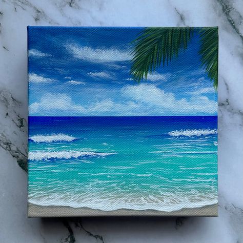 Beach Paintings On Canvas Acrylics, Acrylic Beach Painting, Behr Inspired Painting, Beach Painting Ideas, Nana Art, Beachy Paintings, Canvas Art Painting Abstract, Easy Landscape Paintings, Wine And Canvas