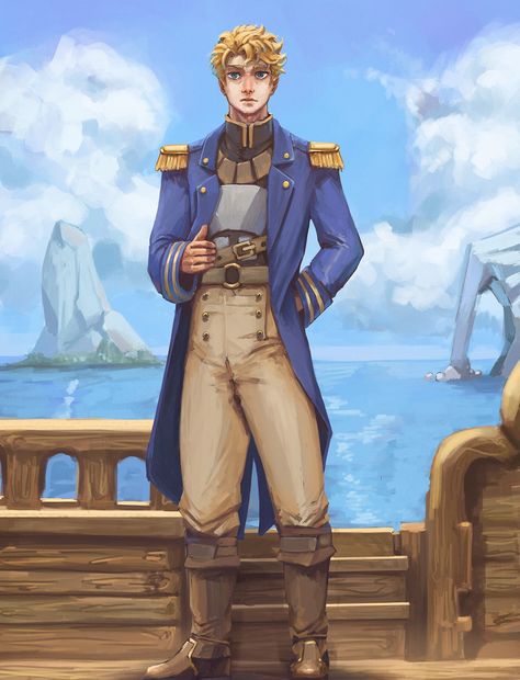 ArtStation - Fantasy DnD Navy Captain, Jesus Cova Fantasy Naval Officer, Dnd Sailor Character Design, Dnd Navy, Dnd Sailor, Fantasy Navy, Ice Throne, Old Sailor, Npc Art, Sailor Captain