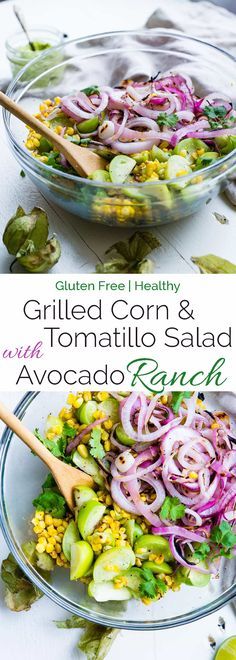 Grilled Corn and Tomatillo Salad - A healthy, easy gluten free summer side dish that is only 125 calories and always a crowd pleaser! | Foodfaithfitness.com | @FoodFaithFit Tomatillos Salsa, Tomatillo Salad, Creative Salads, Mediterranean Vegan, Tomatillo Recipes, Mexican Corn Salad, Summer Side Dish, Side Dishes For Bbq, Summer Veggies