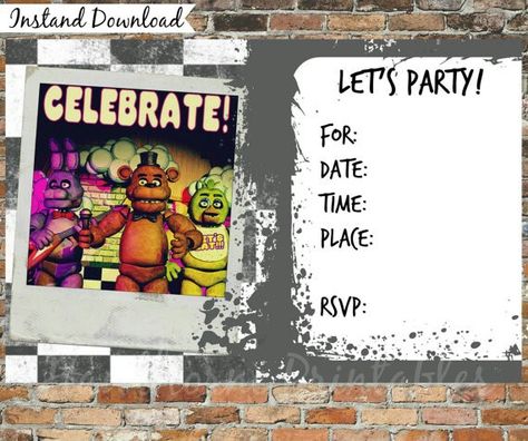 Fnaf Birthday, Fnaf Party, Cricut Invitations, Invitations Birthday, Party Invite Design, 10th Birthday Parties, Pretty Party, Cards Printable, Printable Birthday Invitations