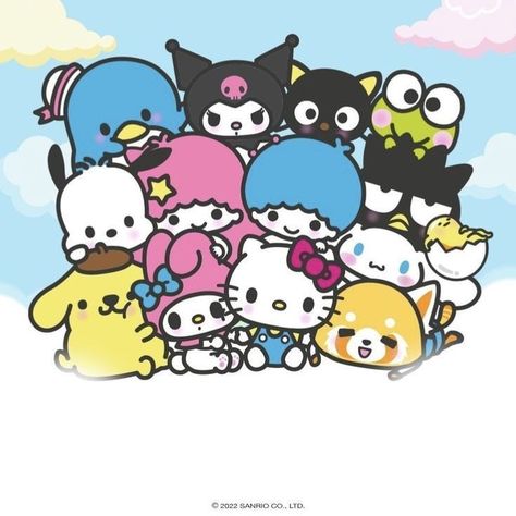 Sanrio Pfp All Characters, Hello Kitty Group Photo, Sanrio Characters All Together, Sanrio Group Photo, Hello Kitty Squad, Hello Kitty Group, Sanrio Characters Together, Sanrio Characters Icons, Sanrio Desktop