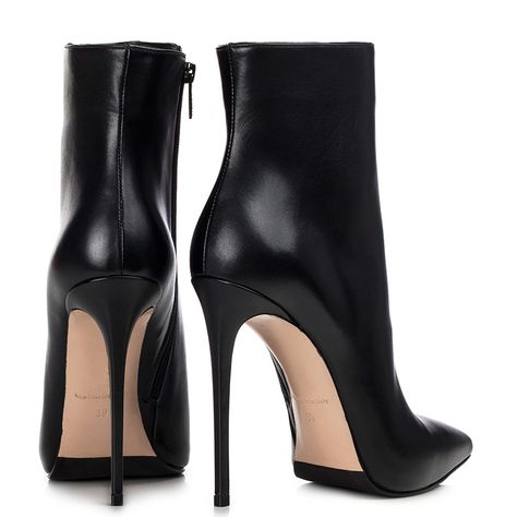 Ankle Boots Heels, Dr Shoes, Shoes Heels Classy, High Heels Boots, Cream Shoes, Stiletto Boots, Boots Heels, Black Leather Ankle Boots, Heels Boots