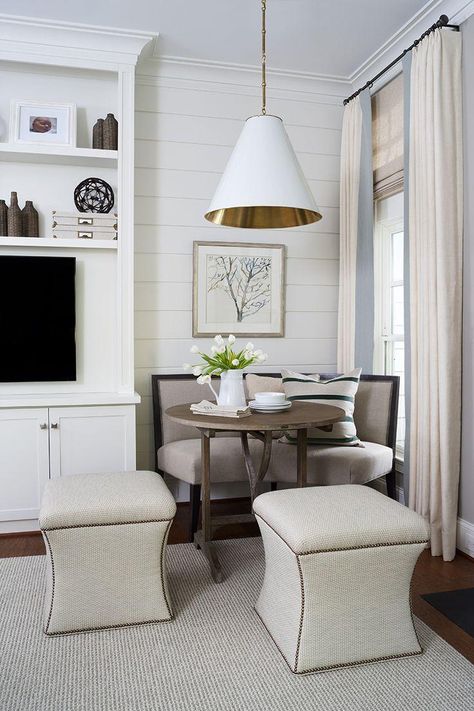 Here are some great tips for utilizing "unusable" space in your home!     https://www.trendir.com/decorate-an-awkward-corner/ Dining Table With Sofa Seating, Small Kitchen Banquette, Banquette Storage, Small Banquette, Kitchen Nook Decor, Storage Stools, Awkward Corner, Corner Nook, Tv Area