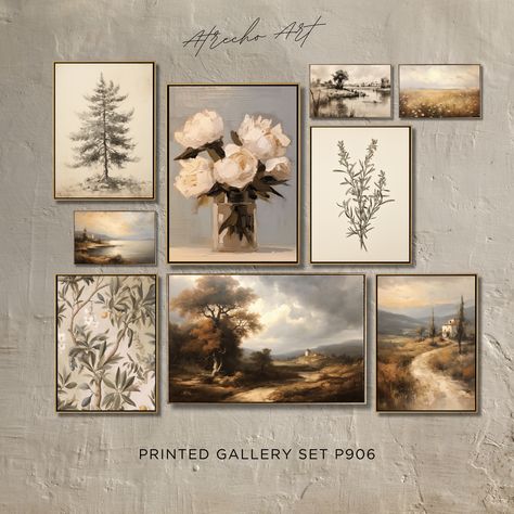 SET OF NINE Prints | P906 | Light Naturals Light Academia Decor, Dark Cottage Core, Vintage Gallery Wall, Cottage Core Art, Moody Aesthetic, Cottagecore Art, Religious Artwork, Eclectic Aesthetic, Maximalist Wall Art