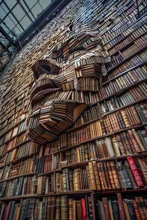 Powerful Wizard Made of Library Books Wizard Library, Magical Library, Poetic Photography, Inspirational Digital Art, Surreal Scenes, Modern Chinese, Paving Stones, Fantasy Illustration, Library Books