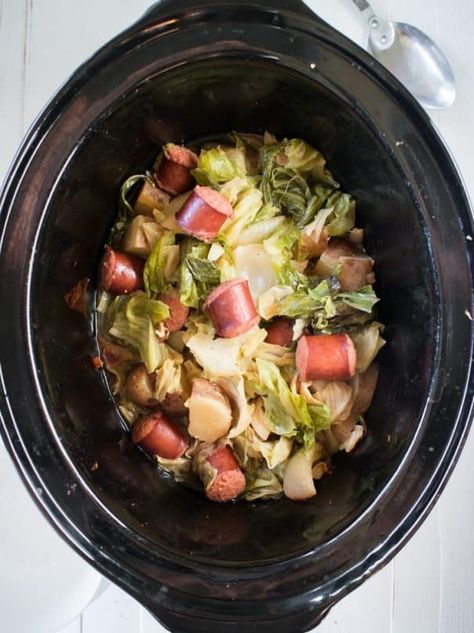 Slow Cooker Kielbasa and Cabbage Recipe - Easy Crockpot Meal! Cabbage And Kielbasa, Kielbasa Cabbage, Cabbage Slow Cooker, Cabbage And Onions, Slow Cooker Cabbage, Crockpot Cabbage Recipes, Cabbage Sausage, Kielbasa And Cabbage, Slow Cooker Kielbasa