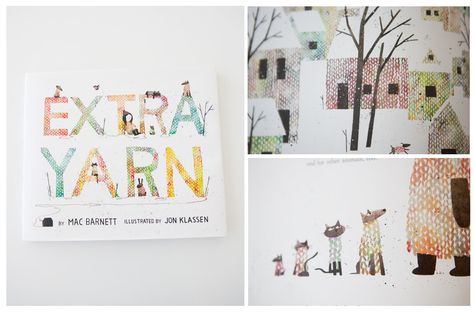 Extra Yarn - a beautiful story about a girl who brightens the environment around her with yarn; a modern-day yarn bombing fable Extra Yarn Book, Mac Barnett, Digital Bookshelf, Fables For Kids, Jon Klassen, Kids Tent, Kid Books, Fun Artwork, Extra Yarn