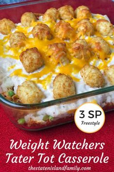 Weight Watchers Casserole, Weigh Watchers, Weight Watchers Meal Plans, Weight Watchers Recipes Desserts, Weight Watchers Smart Points, Weight Watchers Free, Tot Casserole, Weight Watcher Dinners, Tater Tot Casserole