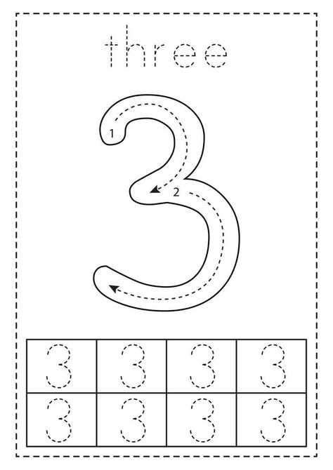 Number Three Worksheets For Preschool, Preschool Number 3 Activities, Number Three Activities Preschool, Number 3 Tracing Worksheets, Number 3 Preschool, Number 3 Worksheet Preschool, Preschool Room, Preschool Rooms, Tracing Sheets